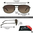 thumbnail image 2 of proSPORT Aviator Bifocal Sunglasses Readers +3.50 Gunmetal Frame Gray Lens Men Women Nearly Invisible Reading Magnification Line, 2 of 5