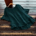 thumbnail image 2 of Yubnlvae Oversized Collared Blouse - Short Sleeve Ruffle Detail Casual Shirt (Breathable Cotton | Relaxed Fit | Button-Front | Everyday Wear) (Dark blue | L), 2 of 7