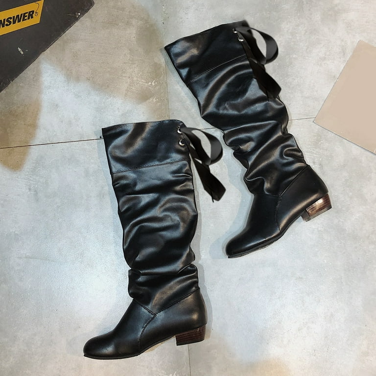 Knee high boots hotsell with tie back