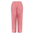 thumbnail image 5 of Lumtrix Linen Pants Women Petite Straight Leg Summer Beach Cotton Linen Wide Leg Lounge Pants High Waisted Casual Plus Size Trousers Pink S, 5 of 7