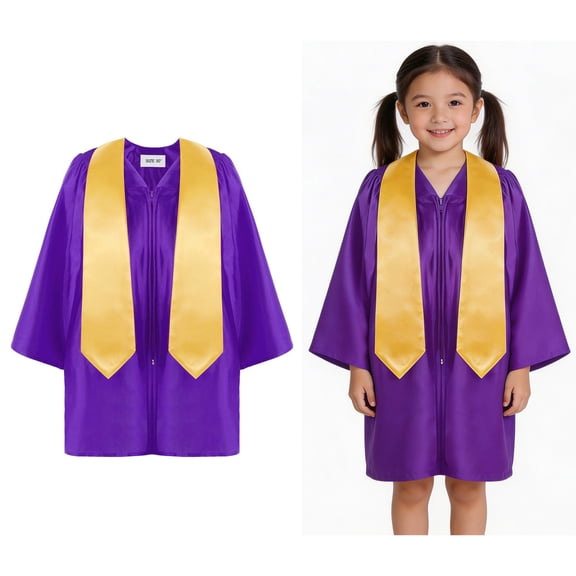 Unisex Graduation Gown Kindergarten Graduation Stole Purple Graduation Gown Graduation Photography Outfit 6-7 Years