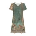 thumbnail image 5 of Women's Casual A-Line Dresses with Pockets Summer Floral Tshirt Dress Short Sleeve Mini Dress Flowy Sundresses, Limited Time Clearance Under 10 Dollars SA-455, 5 of 5