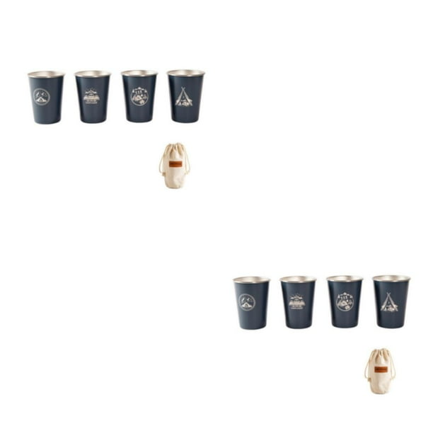 Naiovety Juego de 4 piezas de acero inoxidable, vaso de vino, taza de té, cerveza al aire libre, vasos de agua de 350ML, vajilla de viaje para Type3 NO3