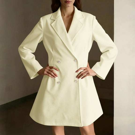 Ailaofu Women's Double Breasted Blazer Slim Dress Party Casual Coat