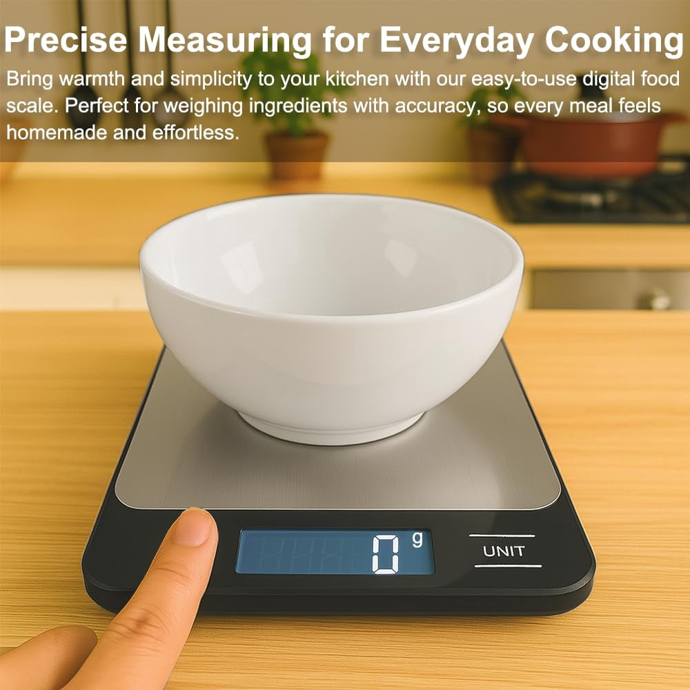 Digital Kitchen Food Scale for Cooking Baking Coffee Scale 5000g by 1g with Tare and LCD Display Food Weight Scale,（Black charging model）