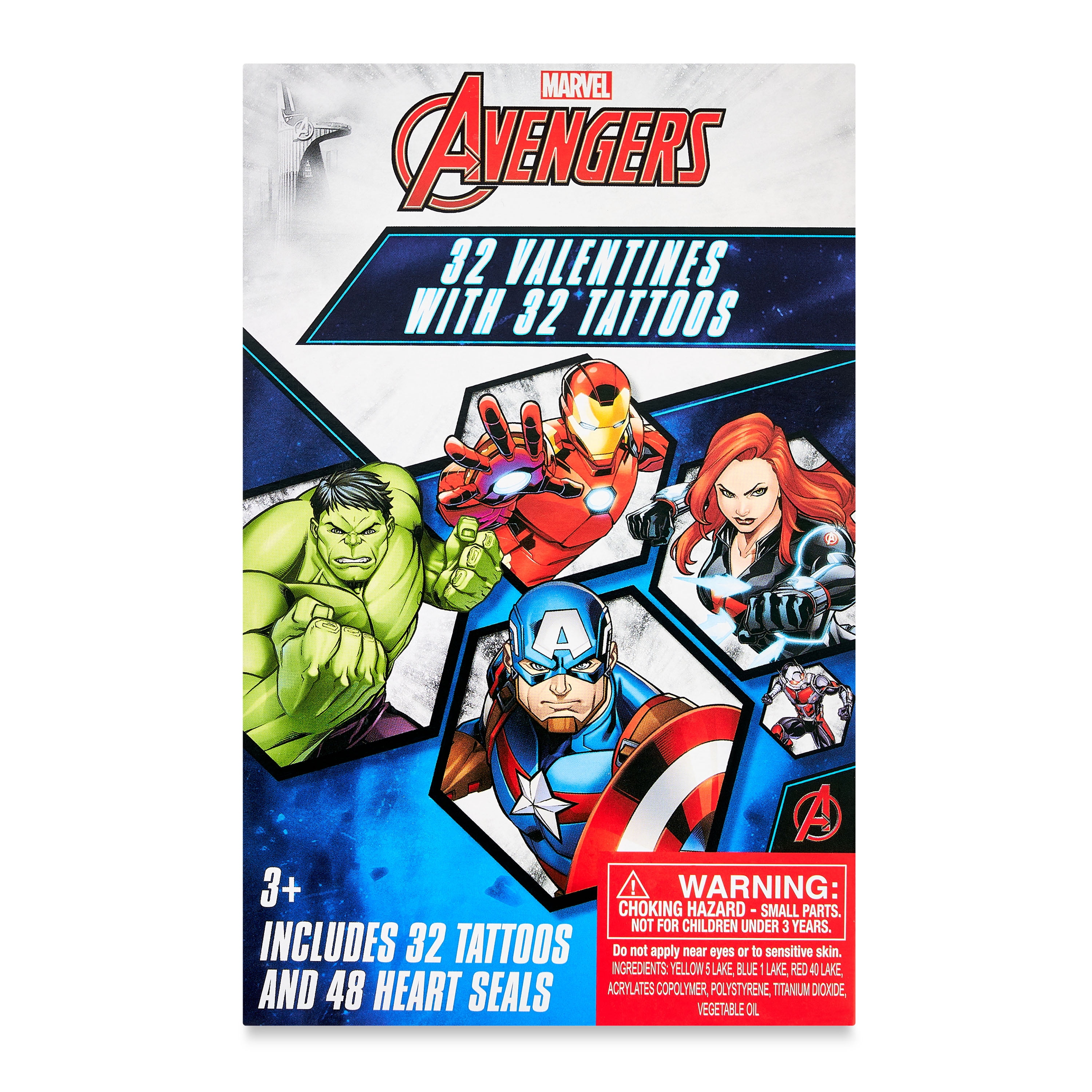 The Avengers Way To Celebrate Avengers Valentine Cards, Kiddie Cards, Temporary Tattoos, 16 Count