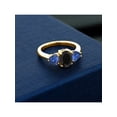 thumbnail image 3 of Gem Stone King 2.68 Ct Oval Black Onyx Blue Created Sapphire 18K Yellow Gold Plated Silver Ring, 3 of 4