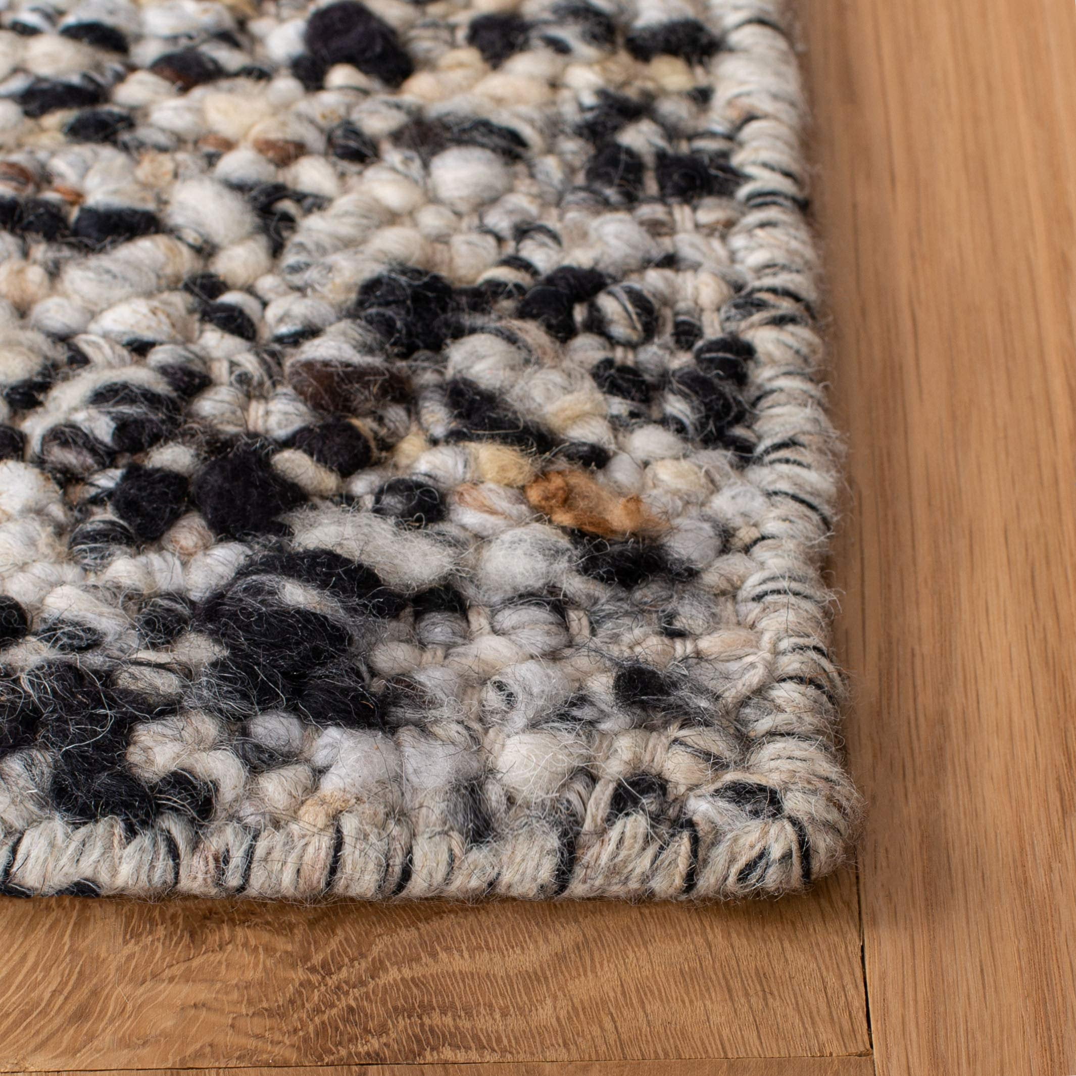 SAFAVIEH Natura Earnestine Solid Abstract Wool Area Rug, Beige/Grey, 5' x 8'