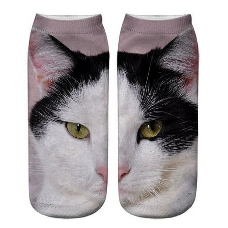

1Pairs Cotton Short Sock Cartoon 3D Cat Face Animal Socks Harajuku Kawaii Women Girls Anklet Socks Breathable Casual Cat Sox