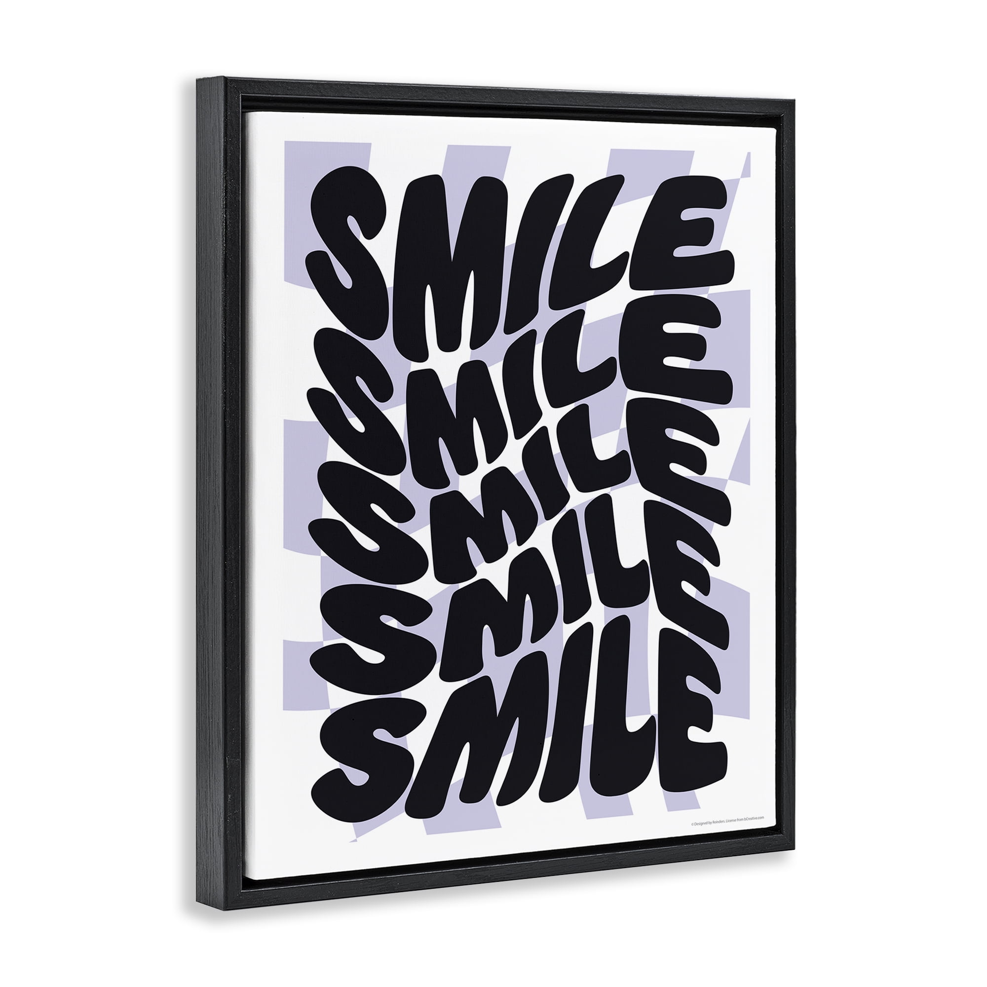 Stupell Industries Wavy Smile Typography Text & Numbers Painting Black Floater Framed Canvas Art Print Wall Art, 25 x 31