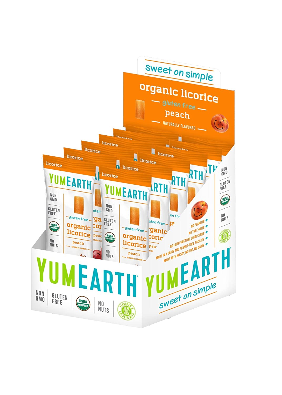 Organic Gluten Free Licorice Peach Licorice, 2 Ounce, 12 Pack