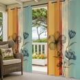 thumbnail image 3 of Floral Orange Outdoor Curtains for Patio Waterproof,Windproof Privacy Curtains with Weighted Bottom,Multicolor Striped Decadent Botanical Flower Outside Drapes for Picnic Garage Yard 54"x95" 2 Panel, 3 of 8