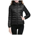 thumbnail image 4 of GEWSEY Women's Hooded Packable Ultra Light Weight Short Down Jacket (Black, 4XL), 4 of 6