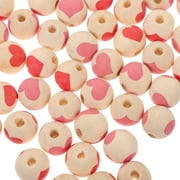 50 Pcs Jewlery Garland Love Heart Bead DIY Wooden Accessories Round Loose Beads for Necklace Making Romantic