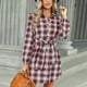 thumbnail image 4 of Vestido De Moda Para Mujer, Vestido Con Lazo En La Cintura, Transpirable, Cómodo, Solapa, Un Solo Pecho, Cinturón Para Citas Para El Trabajo ANGGREK Otros, 4 of 6