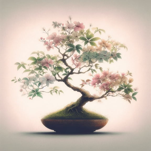 Bonsai Tree Digital Painting II - 12" x 18" Art Print Wall Decor