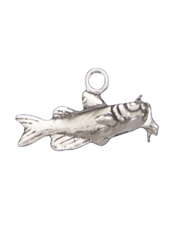 Sterling Silver 16" 1mm Box Chain 3D Pond River Channel Catfish Pendant Necklace