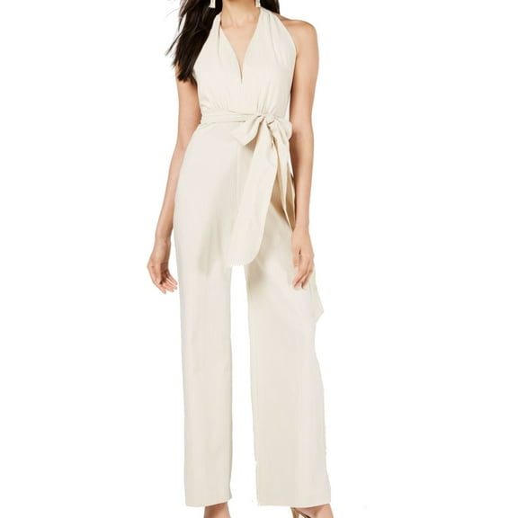Leyden Ravenna Halter Neck Jumpsuit Beige XS