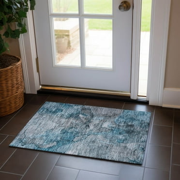 Addison Rugs Chantille Indoor/Outdoor Transitional Modern Teal Washable Rectangle Rug, 1'8" x 2'6"