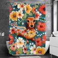 Art Florals Sausage Dog Shower Curtain,Watercolor Shower Curtain