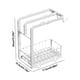 thumbnail image 3 of Kitchen Countertop Rag Rack Organizer | Stainless Steel Towel Shelf Black/White | Sponge Drainer Storage | Efficient Multi-Tier Design | 28x17.7x11cm | 1 Piece | Drip Tray Included, 3 of 6