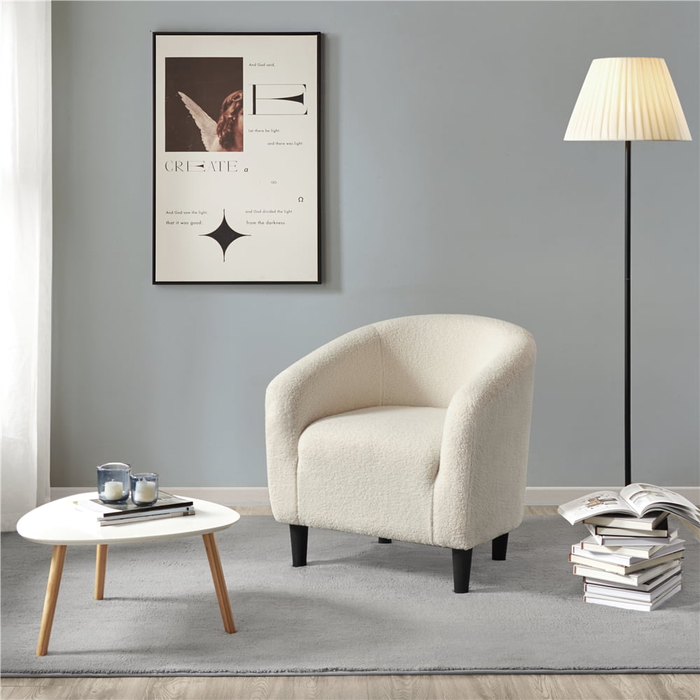 Topeakmart Modern Upholstered Boucle Armchair for Living Room, Ivory