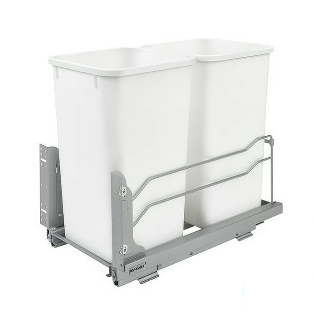 Rev-A-Shelf Double 27 Quart Pullout Soft Close Waste Container, White