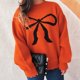thumbnail image 5 of Ailaofu Womens Fall Winter Casual Sweater Cute Bow Crewneck Long Sleeve Baggy Knit Sweatshirt Top Trendy Aesthetic Clothes, 5 of 5