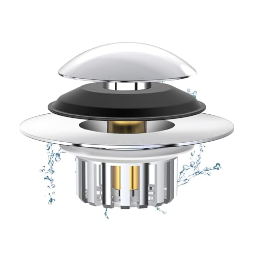 Universal 3 in 1 Bathtub Drain Stopper Bathtub Drain Hair Catcher,Pop-up Tub Stopper with Effective Filter Basket,Anti-Clogging Bathtub Drain Plug Bath Tub Stoppers for 1.45-1.8" Drain Shoe