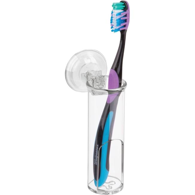 InterDesign 53060 Power Lock Suction Toothbrush & Razor Holder, Clear