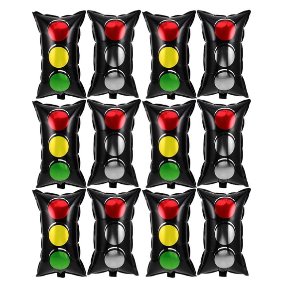 OUNONA 16Pcs Jumbo Red Yellow Traffic Light Foil Balloons Assorted Color Vehicle Party Decoration