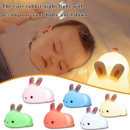 

lulshou Baby Sleep With Led Cute Rabbit 7 Color Pat Light Silicone Night Light