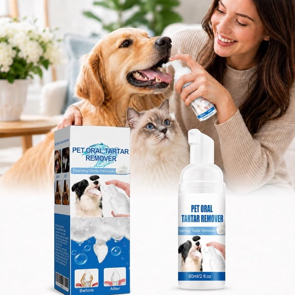 Pet Oral Tartar Remover Spray Pets Oral Tartars Removers Foaming Pet Dental Care Spray Dog Breath Freshener For Cats And Dogs (Clear)1Pcs