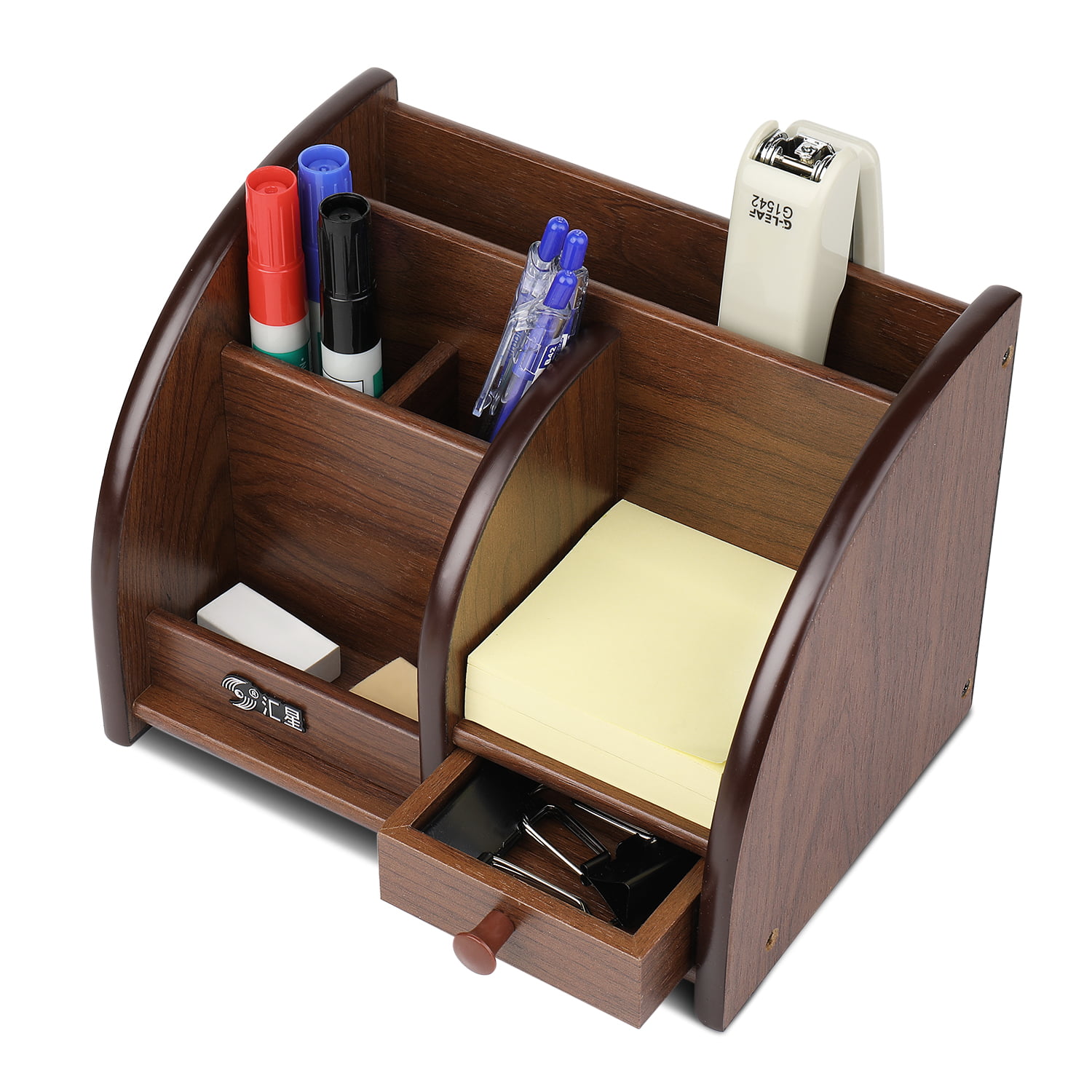 Artisan Crafted Wooden Desktop Organizer: Distinctive Pen Caddy