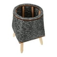 thumbnail image 5 of 1Pcs Woven Plant Basket Dark Grey Wooden Triangular Stand for Home Decor Simple Design, 5 of 8