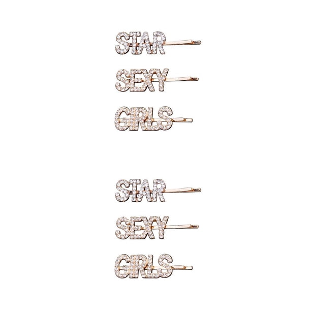 Seitruly 3 unids/set de horquillas para mujer, horquillas con letras brillantes, palabras en inglés, herramienta de estilismo de diamantes de Type1 NO1