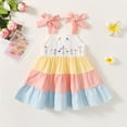 thumbnail image 2 of Girls Dresses Summer Toddler Kids Girls Casual Dress Colorful Print Sundress Lightweight Breathable Play Wear Dress for Girls White 12 Months-18 Months, 2 of 7