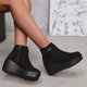 thumbnail image 4 of NECHOLOGY Zapatos Botines mujer Botas de otoño e invierno para mujer botas de tacón de cuña con punta redonda botas de mujer de talla grande botas de con tacón de cuña de suela gruesa (Black 8), 4 of 7