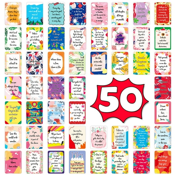 50 motivational cards, thank you cards, handwritten quotes to encourage employees, used for daily positive thinking, spiritual improvement, lunch box notes, mini picnic party cards,colorful-A
