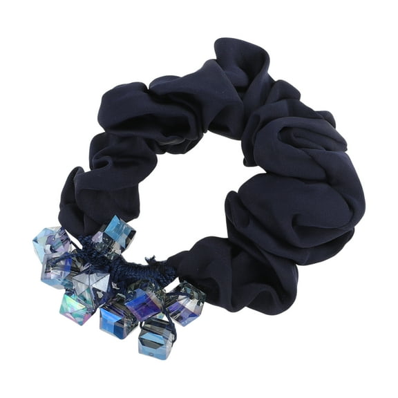 Unique Bargains 1 Pc Cube 1 Pc Faux Crystal Hair Rope Hair Scrunchies for Women for Girls Navy Blue