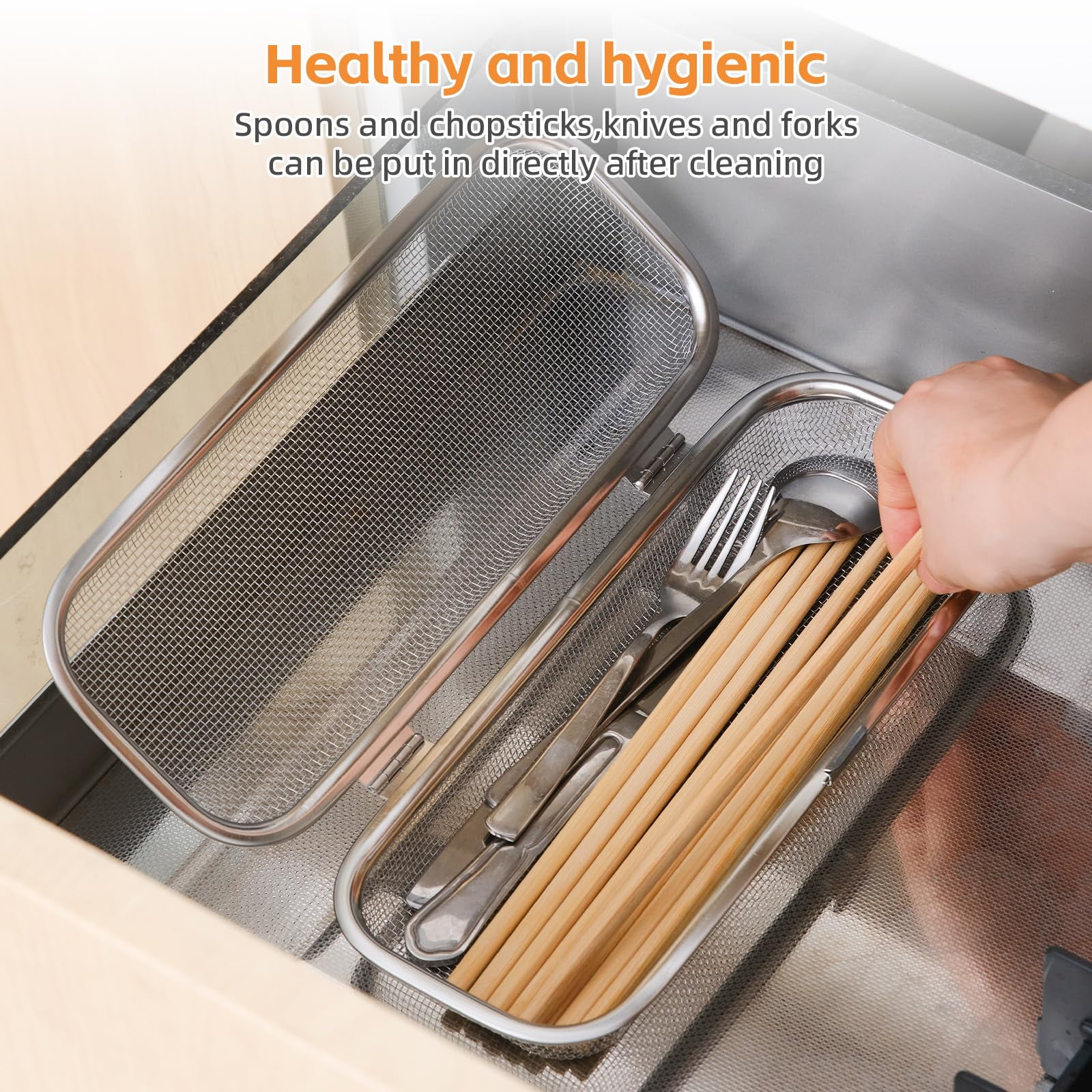 Stainless Steel Dishwasher Basket for Utensils -Food-Grade Dishwasher Storage Basket for Chopsticks, Forks, Scoops and Small Items