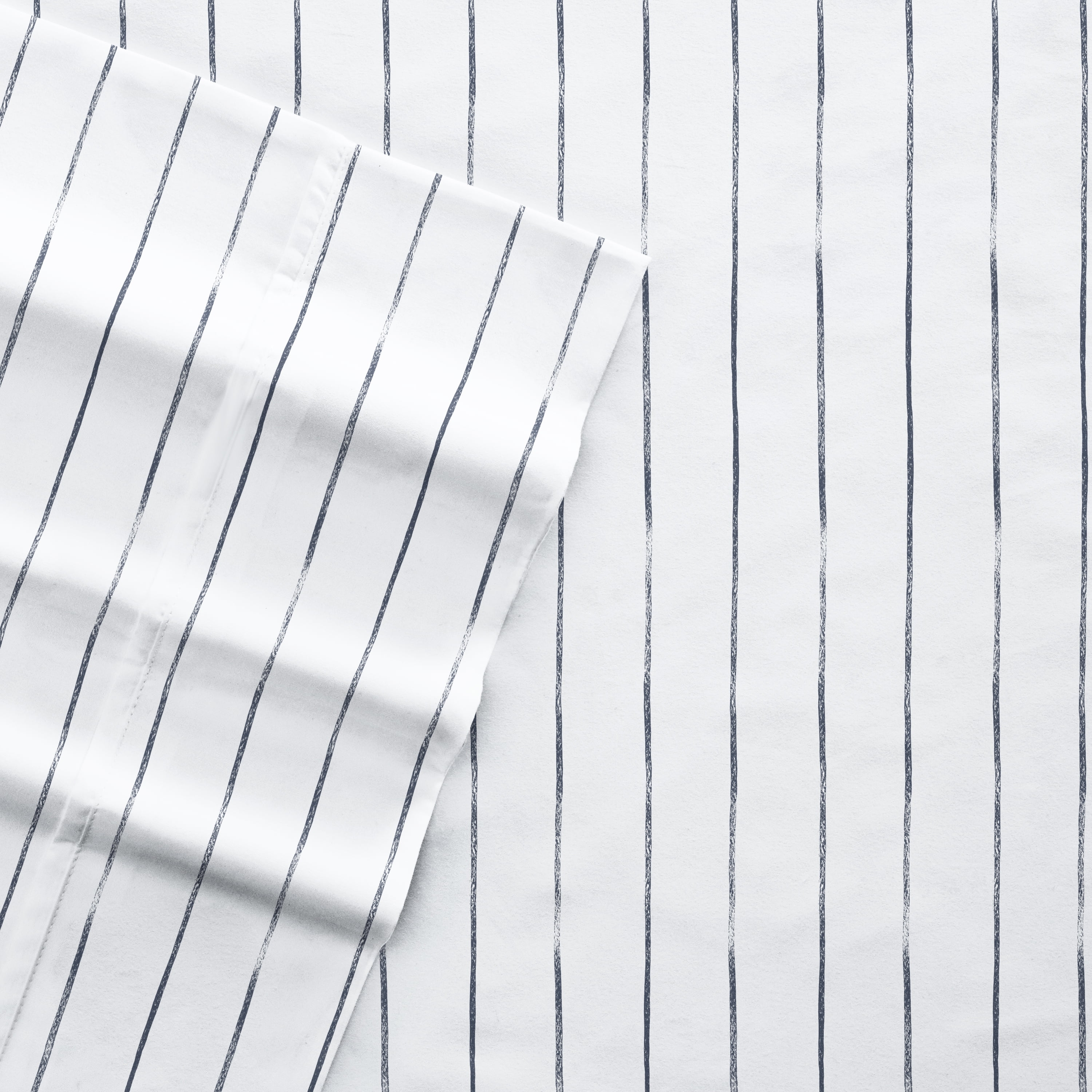 Noble Linens 4 Piece Pattern Microfiber Bed Sheets Set, Navy Distressed Field Stripe, CalKing