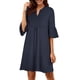 thumbnail image 1 of Minivestido ANRABESS, casual de verano, cuello en V, con volantes, azul para mujer, 1 of 6