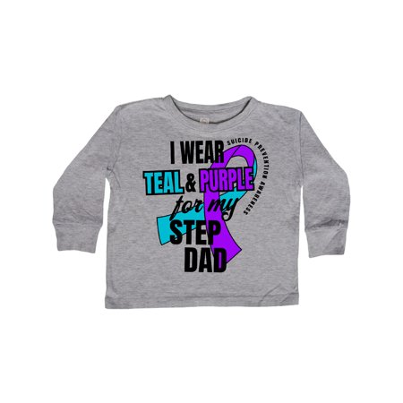

Inktastic Suicide Prevention I Wear Teal and Purple for My Step Dad Gift Toddler Boy or Toddler Girl Long Sleeve T-Shirt