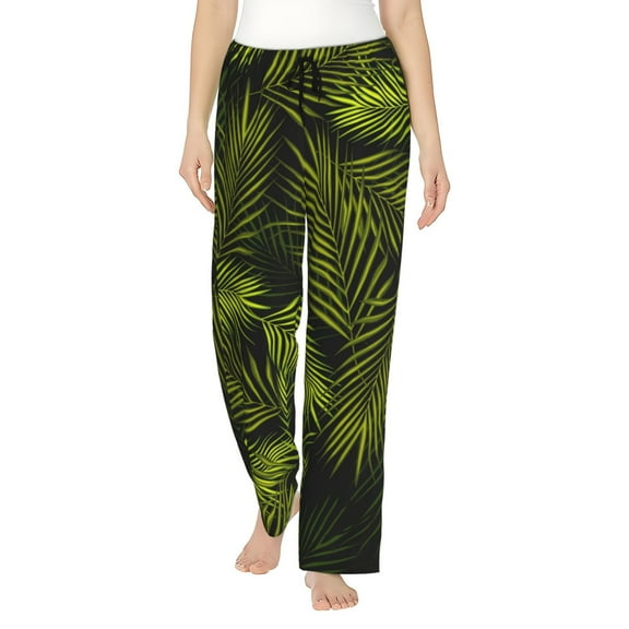 Saiise Tropical Palm Leaves Fern Leaf Womens Pajama Pants Stretch Comfy Lounge Pants Drawstring Sleep Bottoms with Pockets-Small