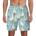 thumbnail image 2 of Picia White Geese and Flower pattern Mens Swim Trunks with Compression Liner Stretch Beach Shorts Quick Dry with Zipper Pockets No-Chafing Board Shorts-Small, 2 of 9