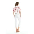 thumbnail image 2 of Women's Hawaiian Tie Front Crop Top Aloha Shirt in Pink White Hibiscus Vine XL, 2 of 5