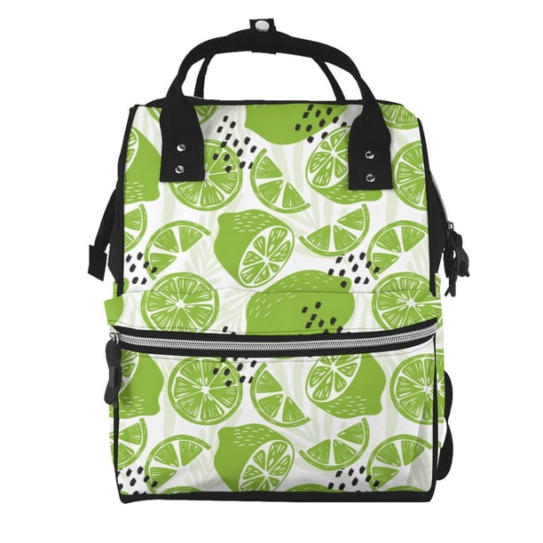 Easygdp Green Various Lemons para Bolsa de Bebé de Gran Capacidad con Múltiples Bolsillos, Bolsa de Pañales para Padres, Bolsa de Viaje Organizada y Elegante