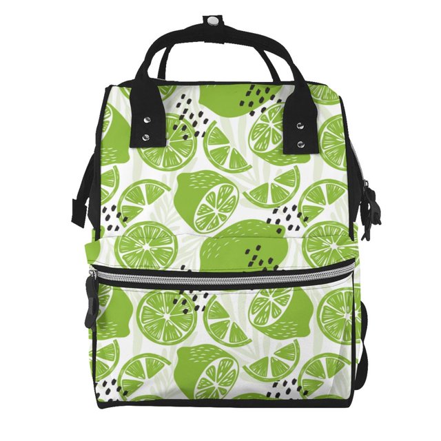 Disketp Green Various Lemons Mochila de Pañales de Gran Capacidad con Múltiples Bolsillos, Mochila de Viaje Multifuncional para Bebé, Unisex, Moderna y Resistente