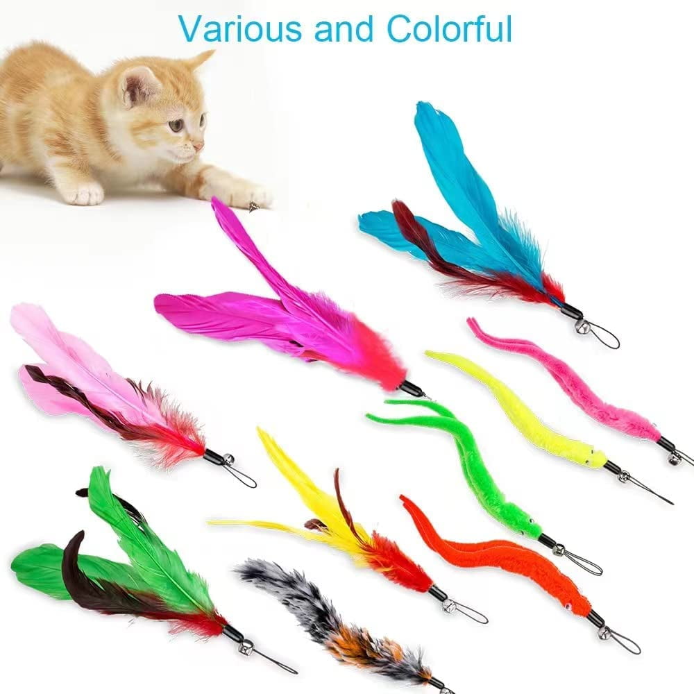 JIARON 6 PCS Interactive Cat Feather Toys, Indoor Hanging Retractable Cat Toy, Self Play Toys Make Fun Excecise
